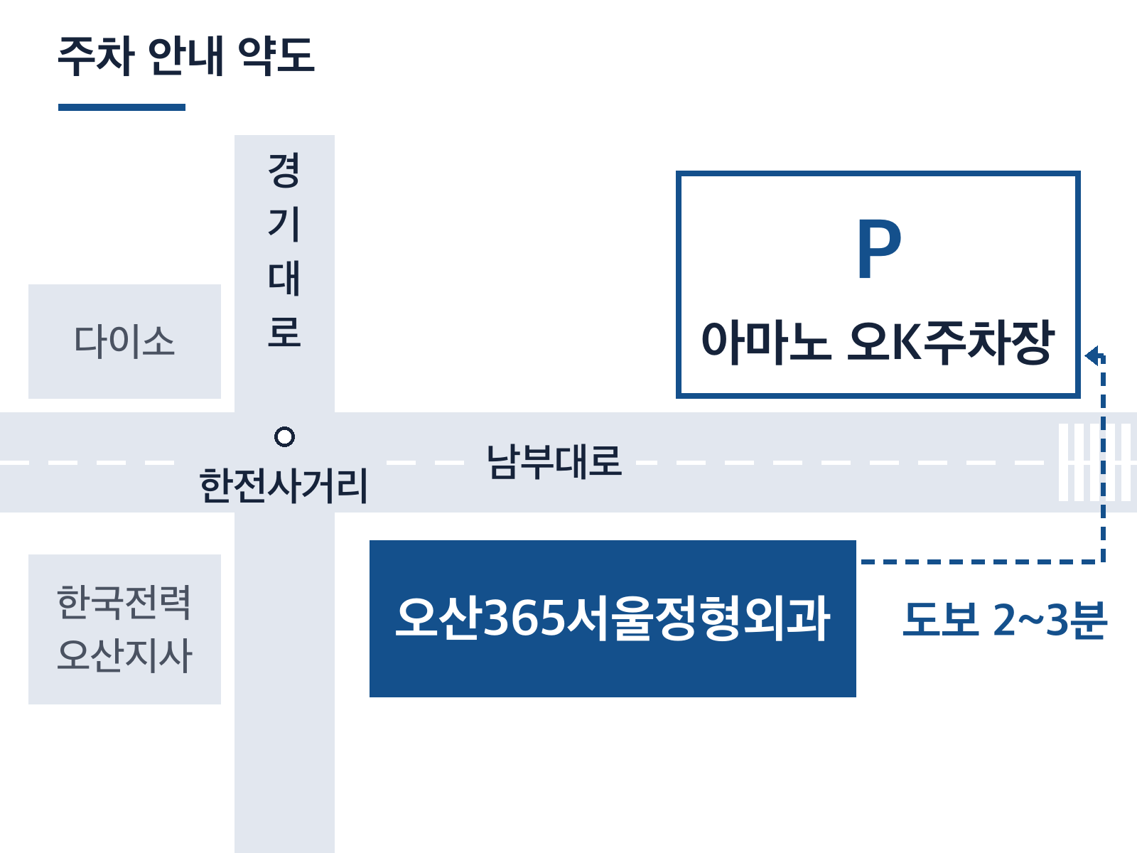 오산365정형외과_아마노 오K주차장 위치 약도